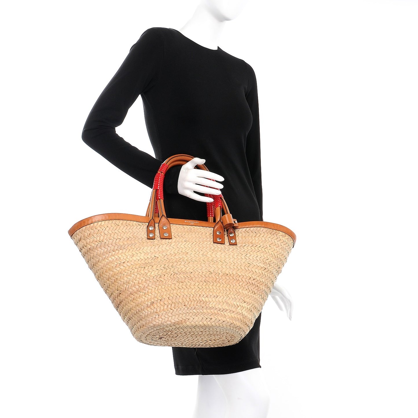 Straw Calfskin Medium Bistrot Panier Tote Natural