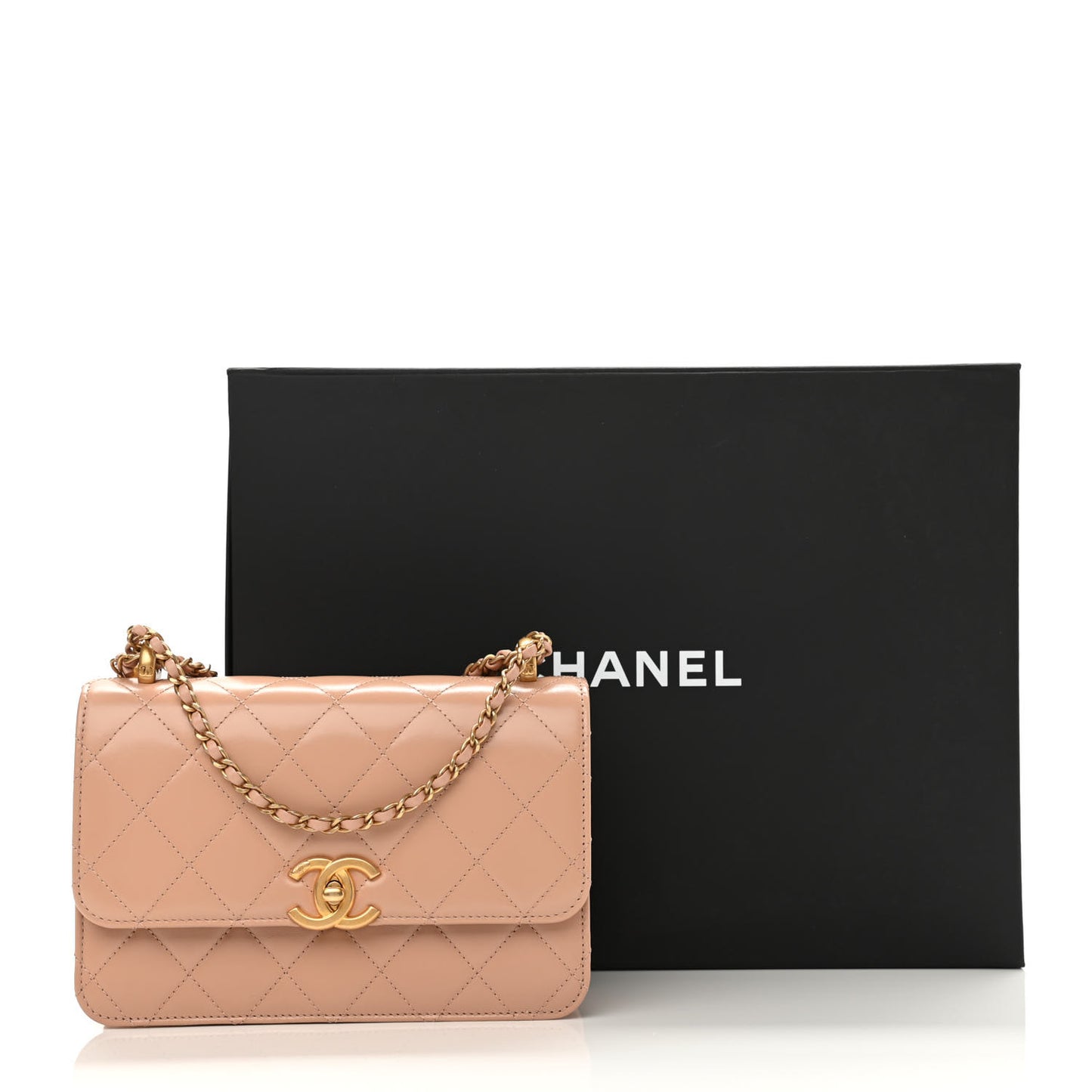 Calfskin Quilted Perfect Fit Flap Beige