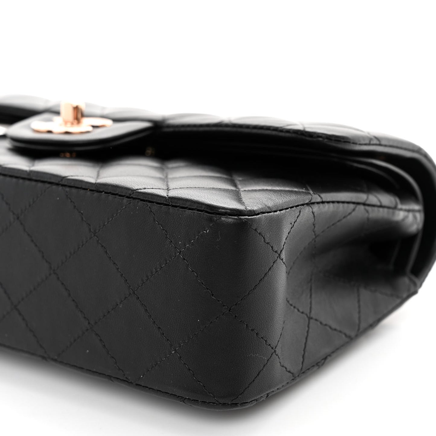 Lambskin Quilted Small Double Flap Black