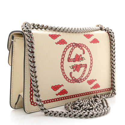 Gucci Textured Calfskin Lunar New Year Small Dionysus Shoulder Bag Mystic White Red 3 of 12