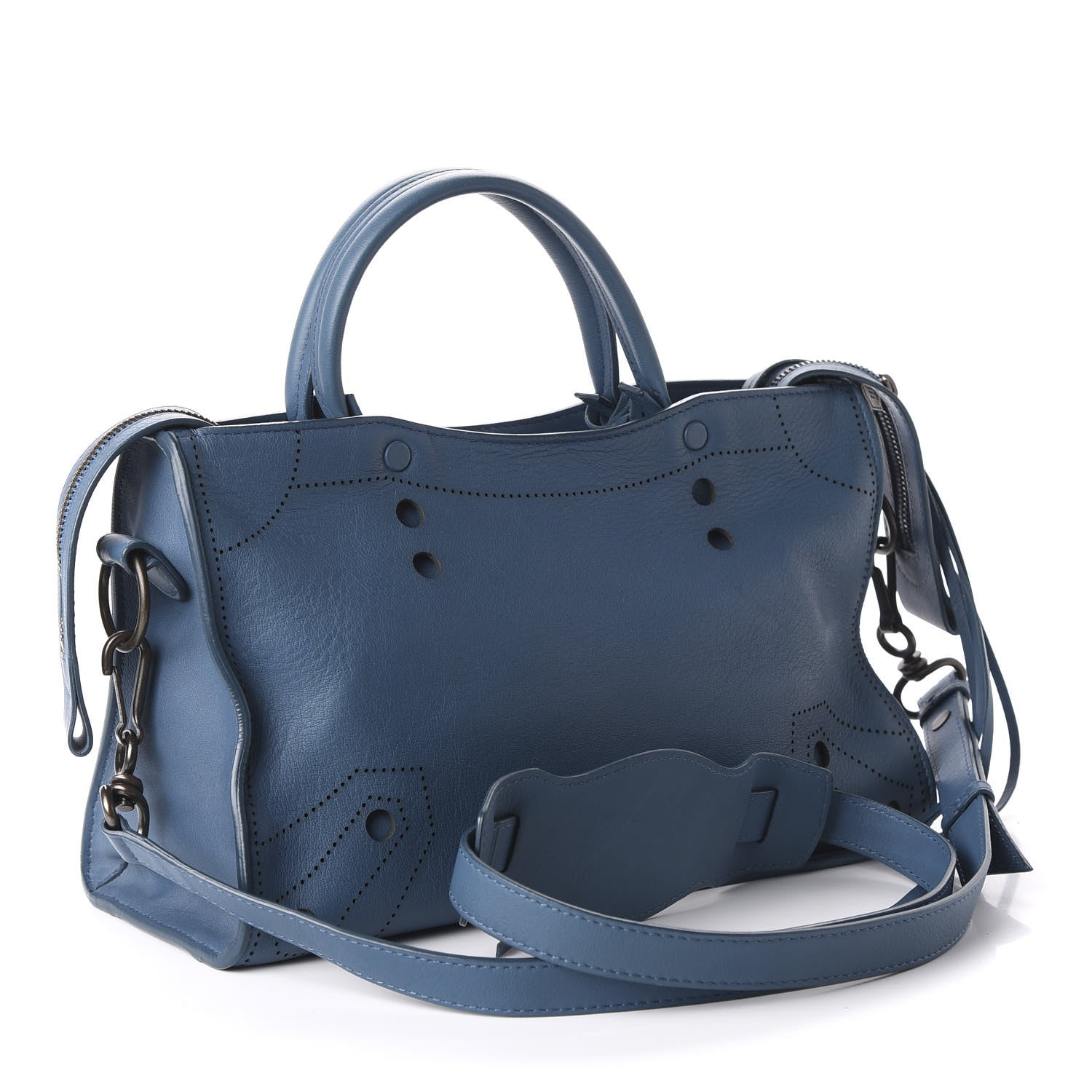 Balenciaga Veau Soyeux Perforated Blackout Hardware S City Bleu Canard 3 of 10
