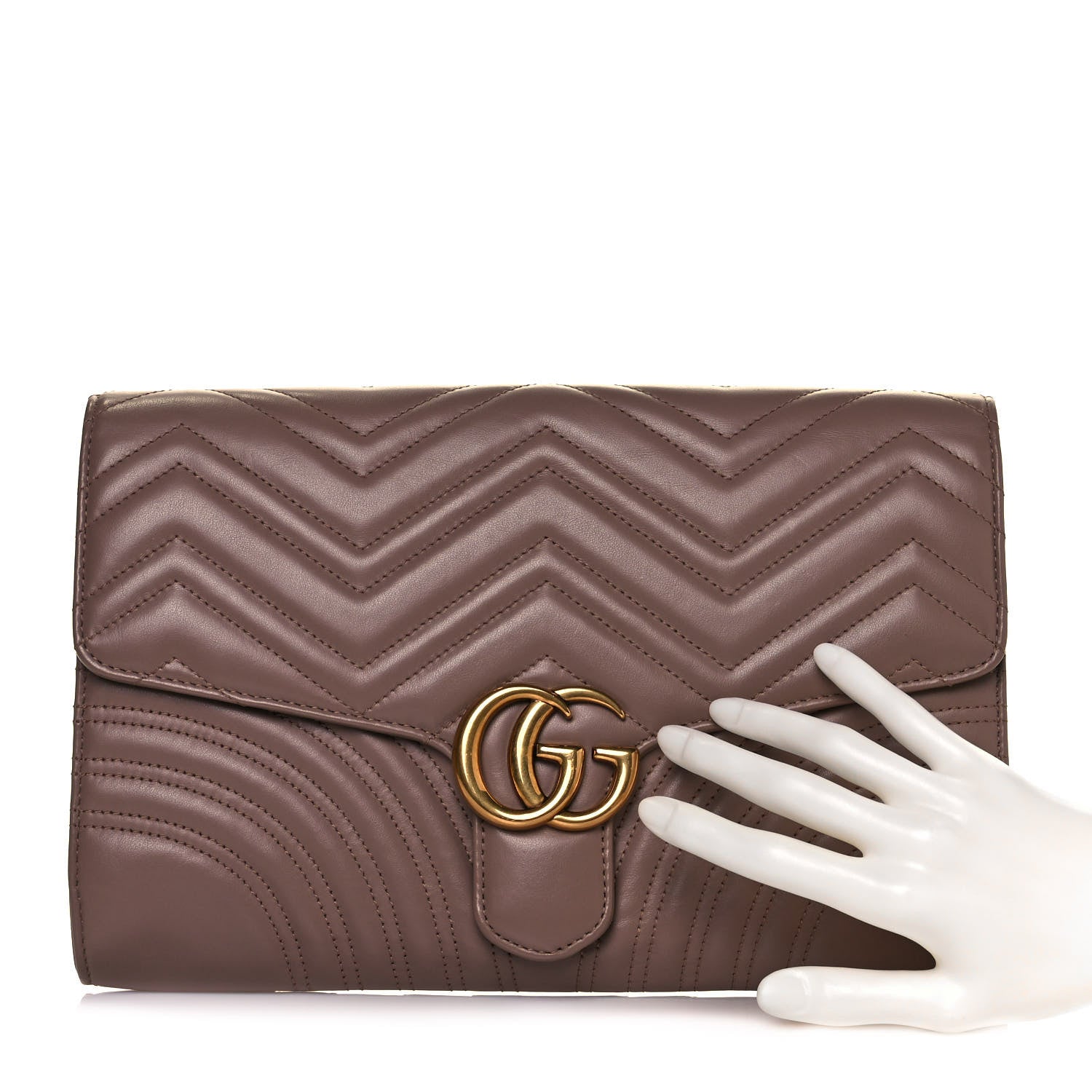 Gucci Calfskin Matelasse GG Marmont Clutch Porcelain Rose 2 of 10