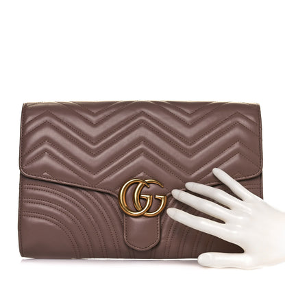 Gucci Calfskin Matelasse GG Marmont Clutch Porcelain Rose 2 of 10