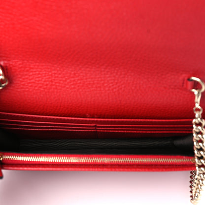 Gucci Pebbled Calfskin Soho Wallet on Chain Tabasco Red 5 of 8