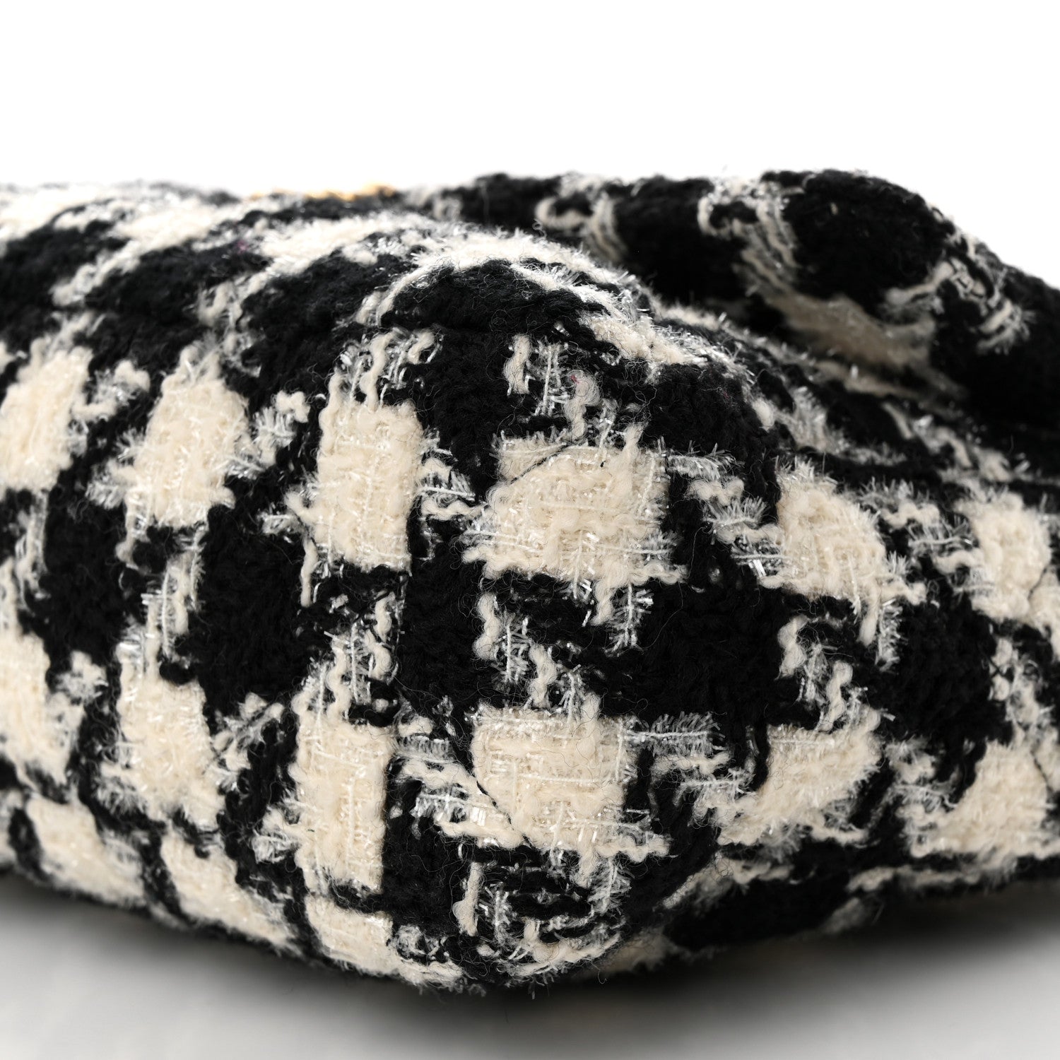 Chanel Tweed Quilted Large Chanel 19 Flap Black Ecru White 10 of 11