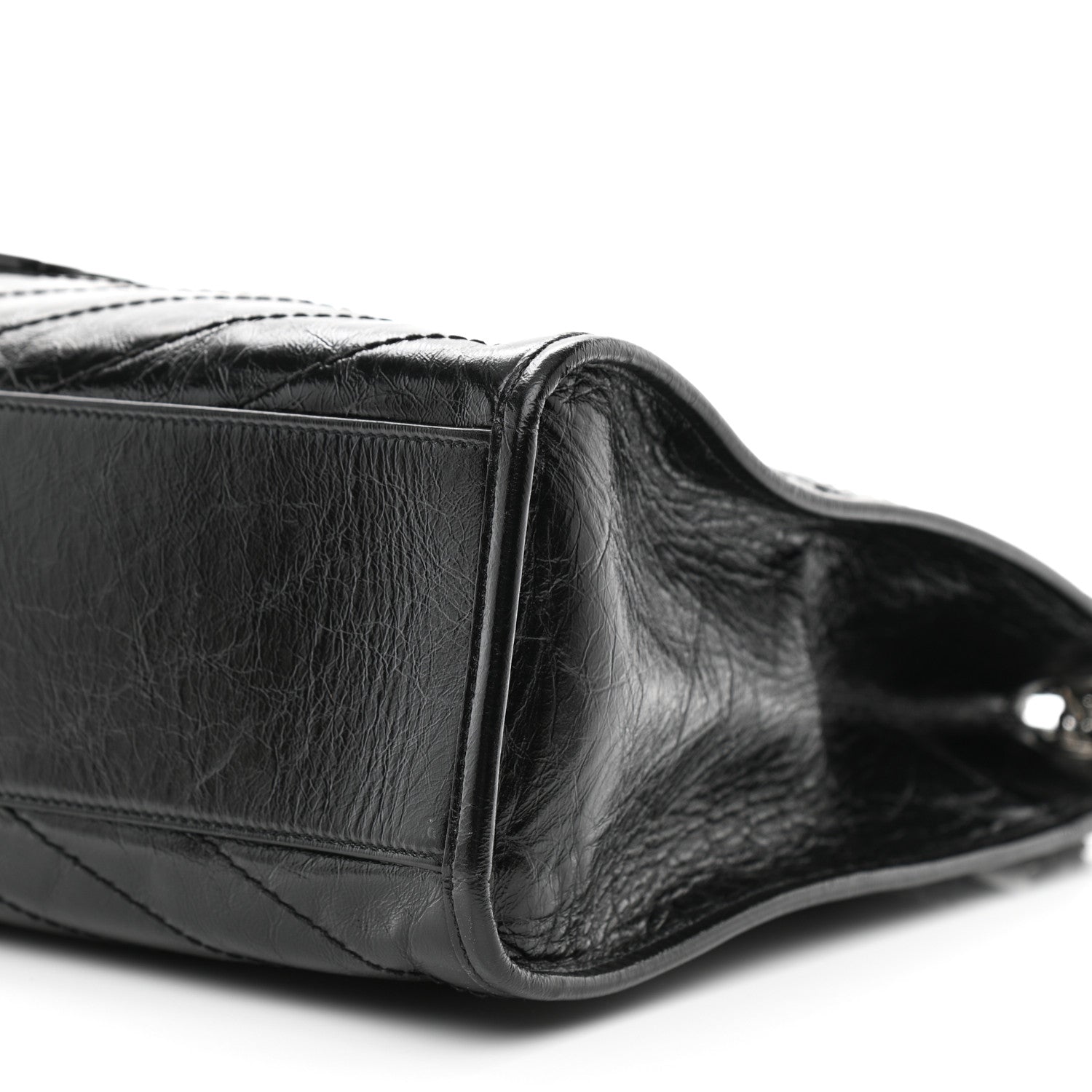 Saint Laurent Crinkled Calfskin Matelasse Monogram Medium Niki Shopper Tote Black 10 of 11