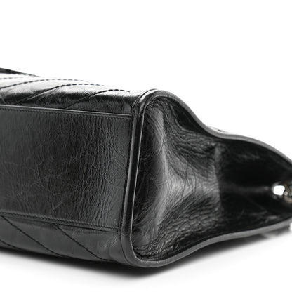 Saint Laurent Crinkled Calfskin Matelasse Monogram Medium Niki Shopper Tote Black 10 of 11