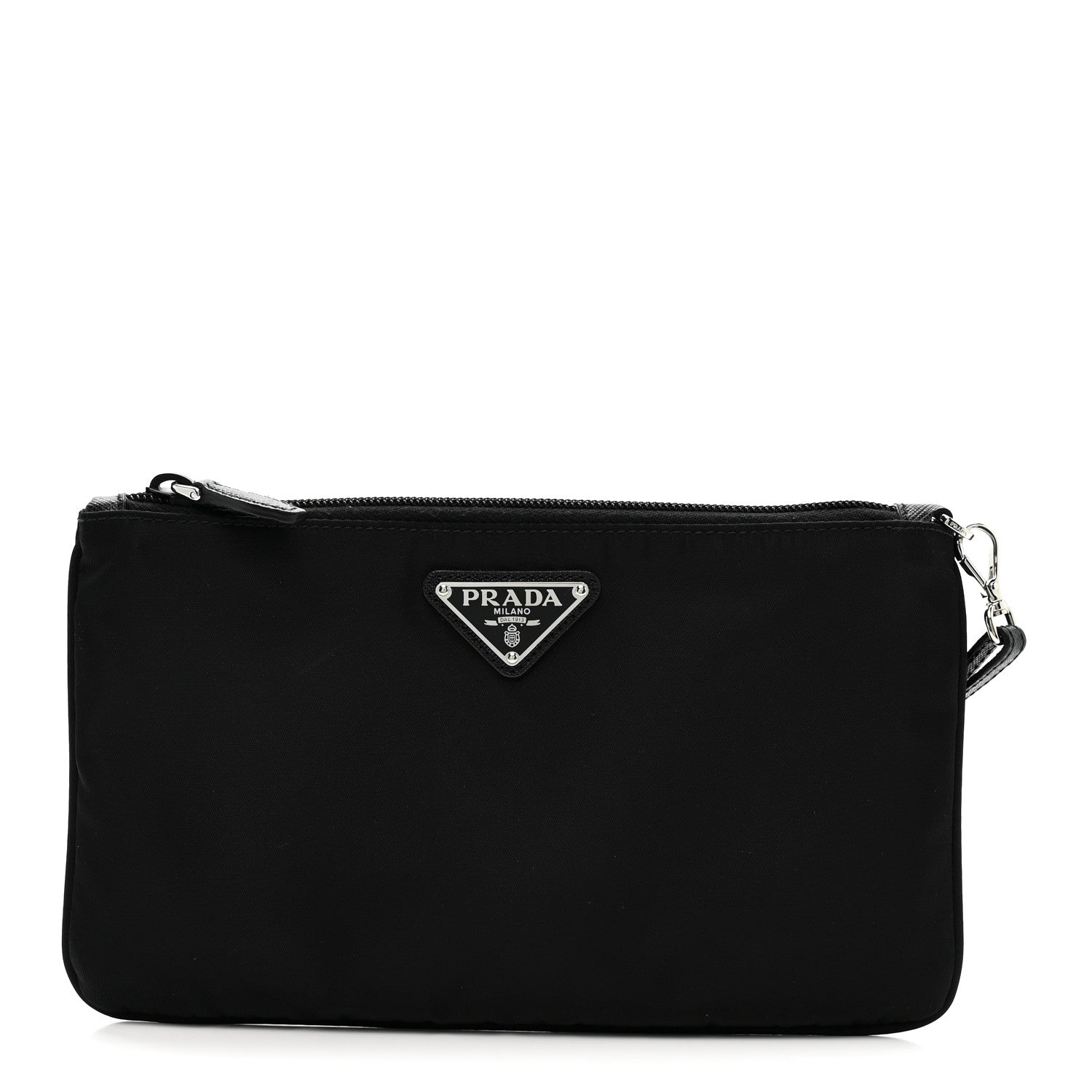 Prada Tessuto Nylon Saffiano Wristlet Black 1 of 8