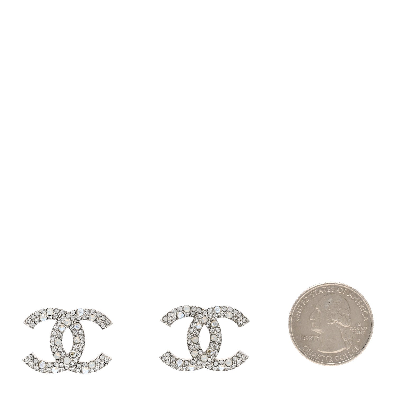 Chanel Crystal Palais Garnier CC Earrings Silver 2 of 5