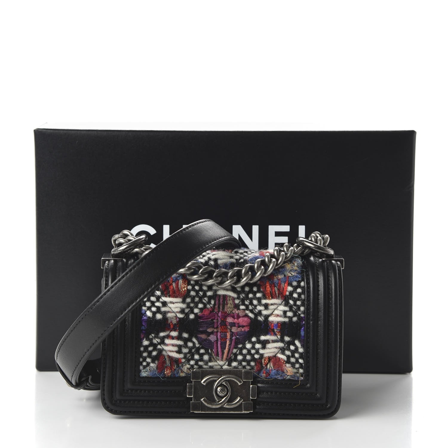 Chanel Lambskin Tweed Mini Boy Flap Black 11 of 14