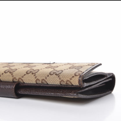 Gucci Monogram Metal Bar Continental Flap Wallet Beige Ebony Dark Brown 9 of 12