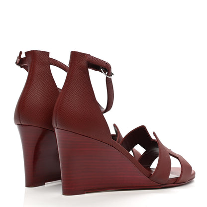 Hermes Epsom Legend Wedge Sandals 39 Rouge H 4 of 8