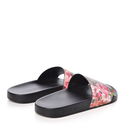 Gucci GG Supreme Monogram Blooms Slide Sandals 36 Beige Multicolor 4 of 9