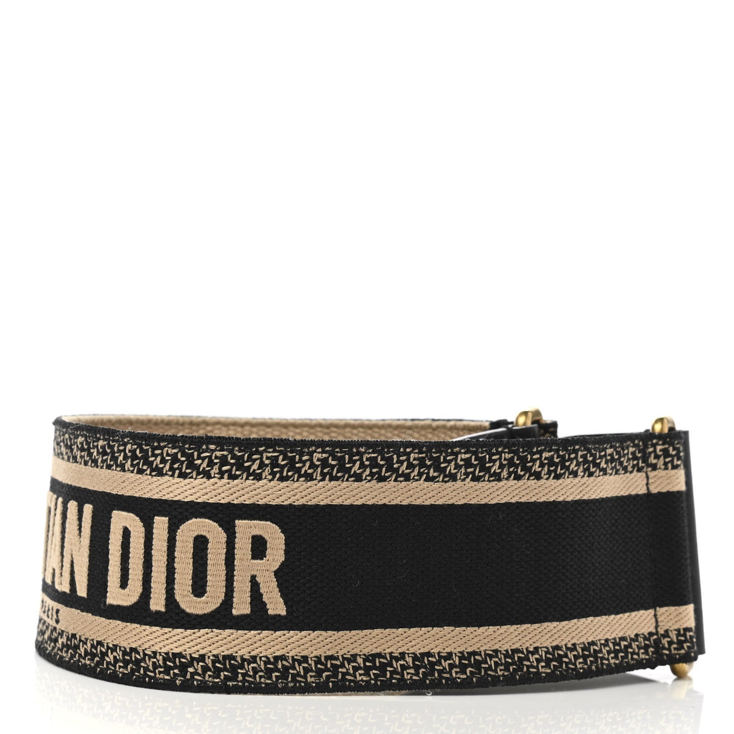 Canvas Embroidered Large Book Belt 75 30 Black Beige