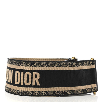 Christian Dior Canvas Embroidered Large Book Belt 75 30 Black Beige 2 of 3