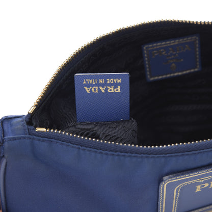 Prada Tessuto Nylon Saffiano Pochette Bag Bluette 7 of 10