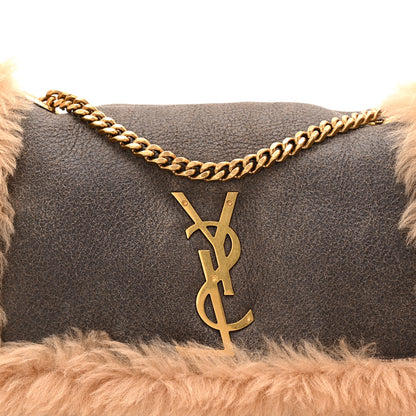 Saint Laurent Shearling Calfskin Small Reversible Monogram Kate Satchel Ecru Dark Brown 13 of 17