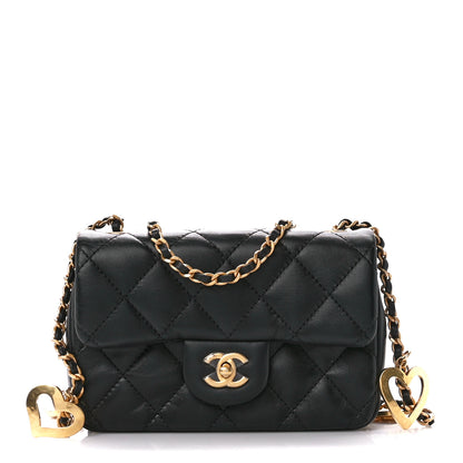 Chanel Lambskin Quilted Mini Heart Charms Flap Black 1 of 12
