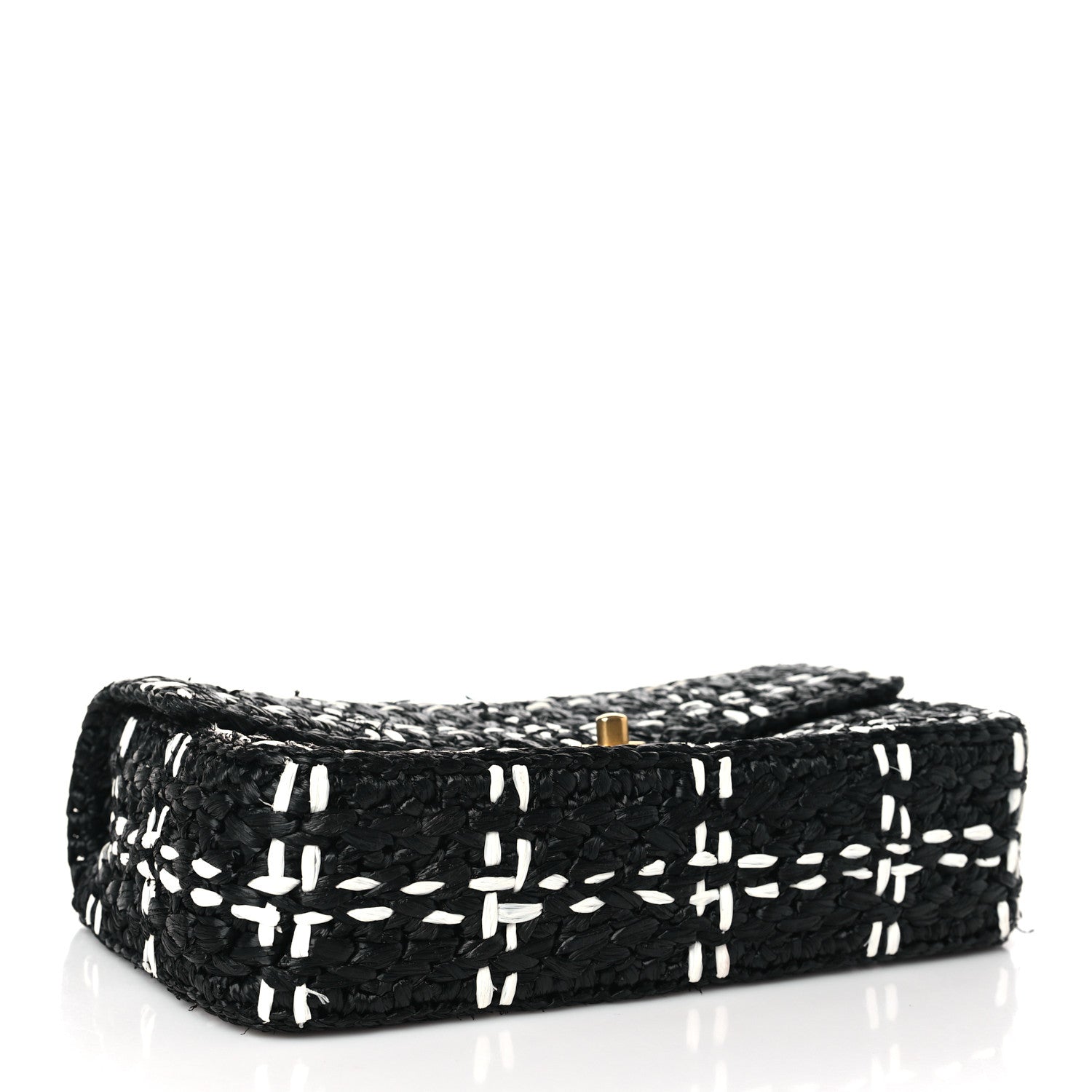 Chanel Raffia Effect Medium Tweedy Flap Bag Black White 4 of 14