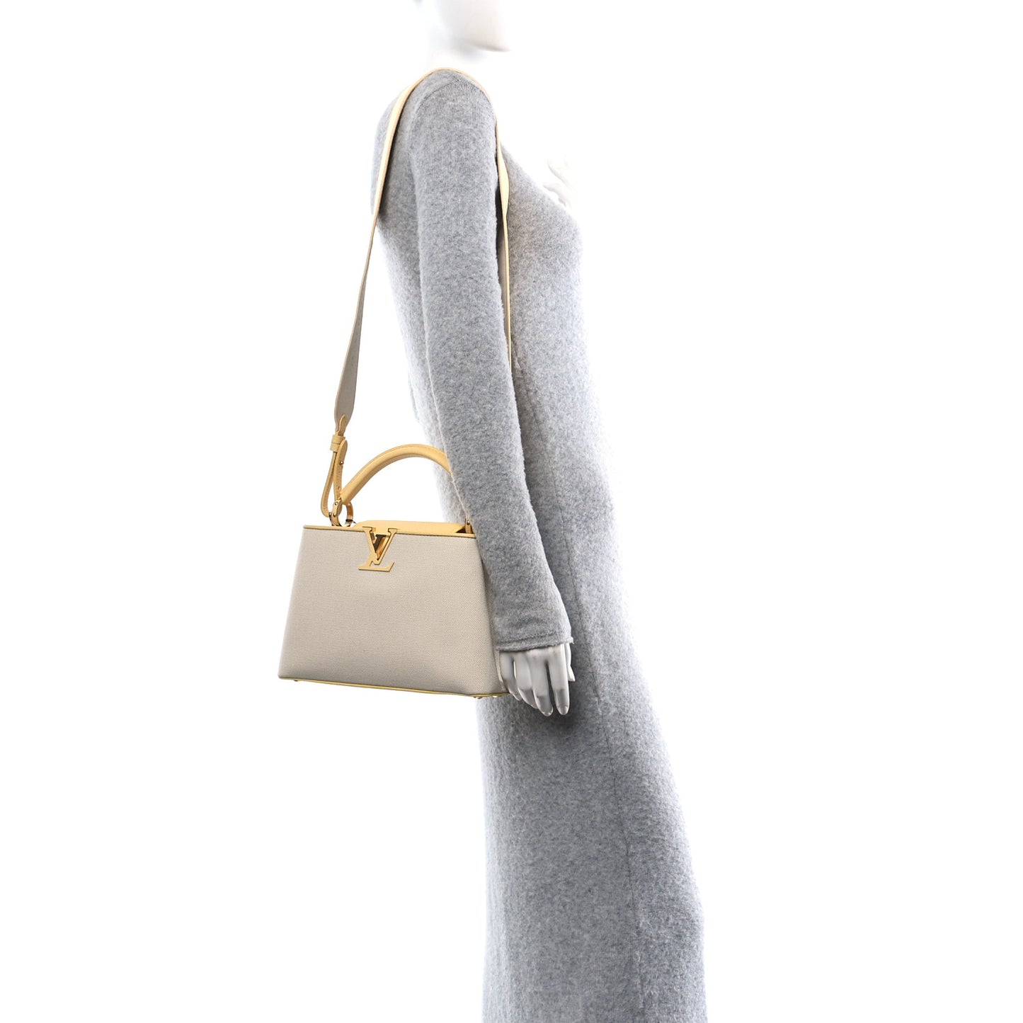 Canvas Taurillon Capucines BB Plume Yellow