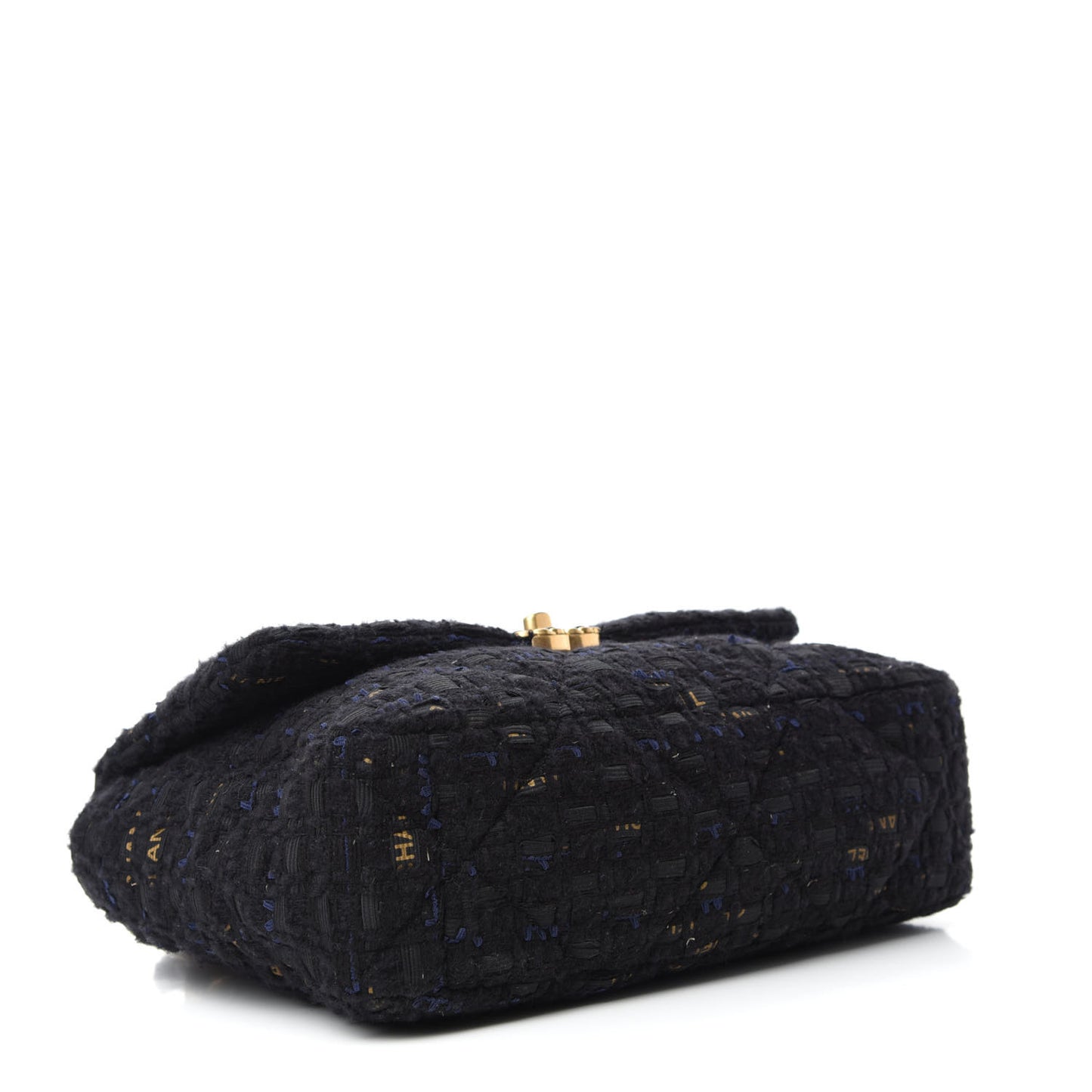 Tweed Quilted Large Chanel 19 Flap Black Navy Gold