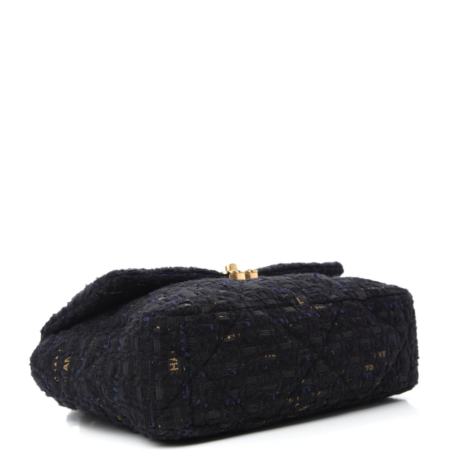 Chanel Tweed Quilted Large Chanel 19 Flap Black Navy Gold 4 of 10