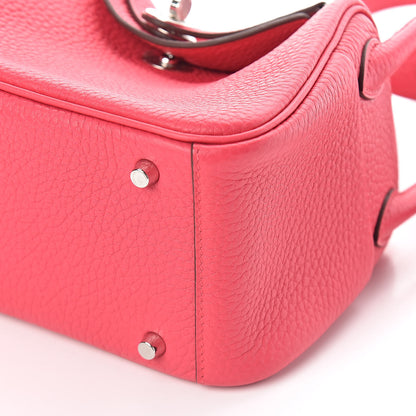 Hermes Taurillon Clemence Mini Lindy 20 Rose Extreme 8 of 8