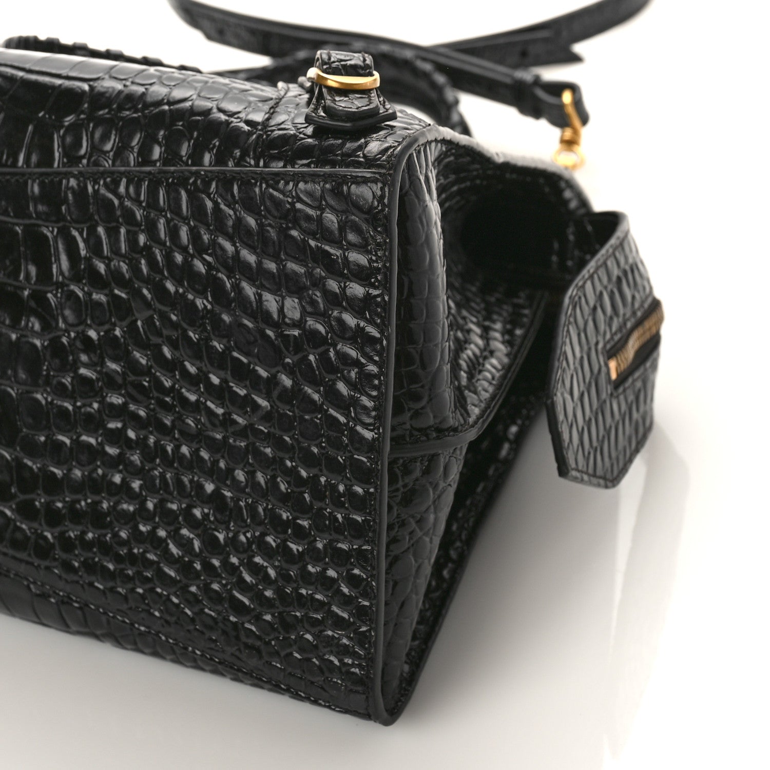 Balenciaga Shiny Supple Calfskin Crocodile Embossed Brass Hardware Neo Classic City Black 8 of 8