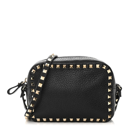 Valentino Garavani Pebbled Calfskin Rockstud Camera Crossbody Bag Black 1 of 10