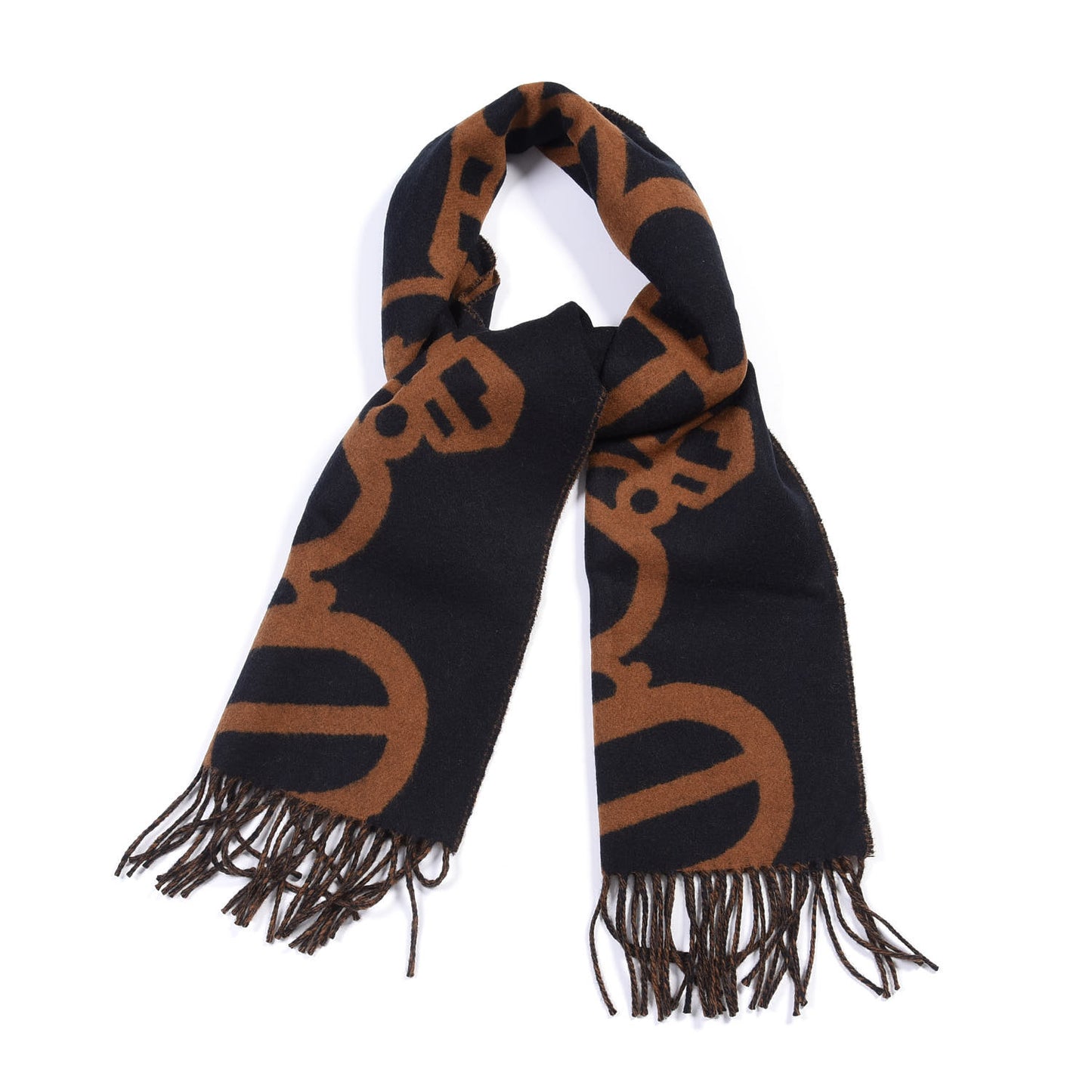 Cashmere Boucles et Camails Muffler Marine Caramel