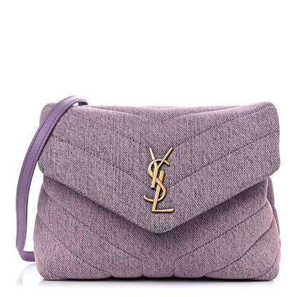 Saint Laurent Denim Y Quilted Monogram Toy Loulou Crossbody Bag Bleached Lilac 1 of 13