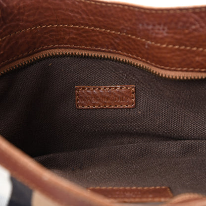 Burberry Calfskin House Check Woven Shoulder Bag Tan 6 of 13
