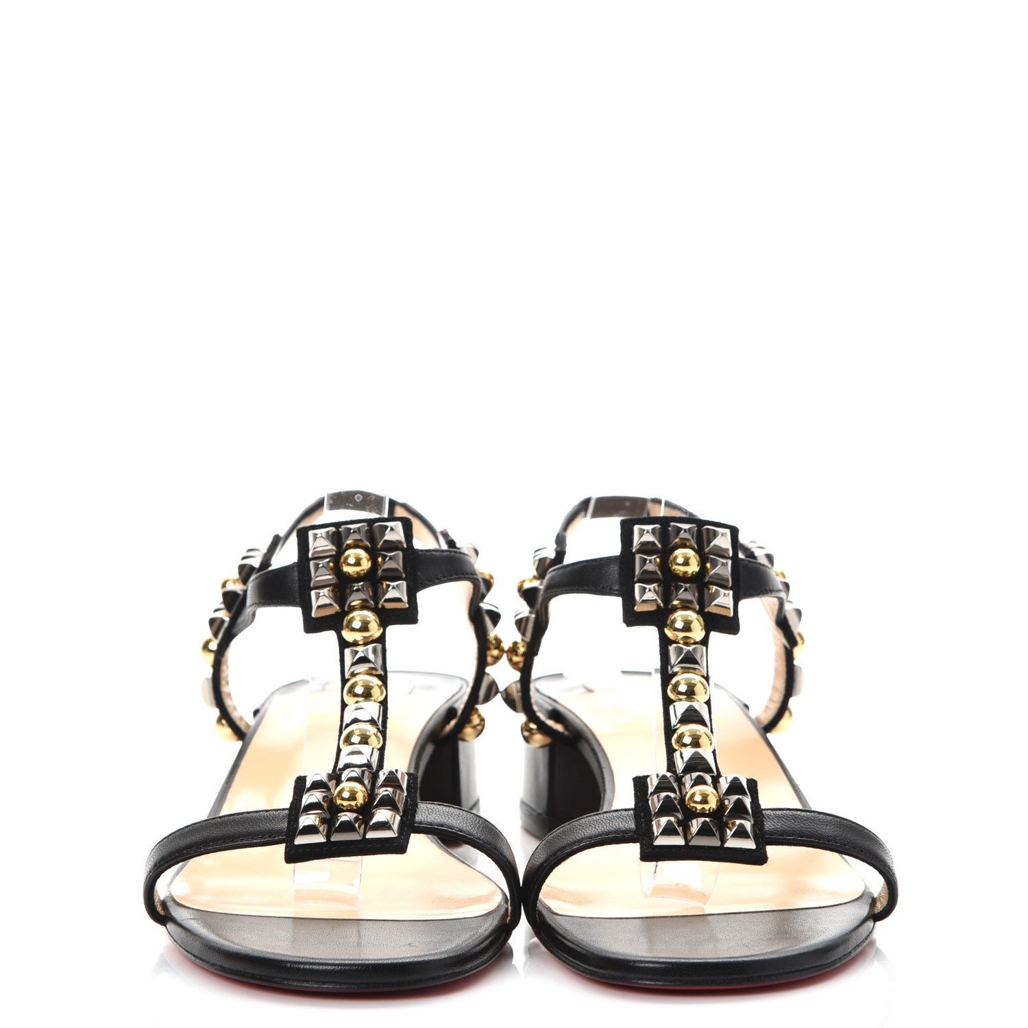 Christian Louboutin Nappa Kaleidra 25 T-Strap Sandals 38 Black 2 of 8