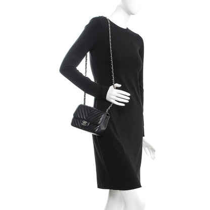 Chanel Caviar Chevron Quilted Mini Square Flap Black 2 of 8