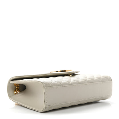 Saint Laurent Grain De Poudre Textured Mixed Matelasse Medium Triquilt Monogram Satchel Crema Soft 4 of 12