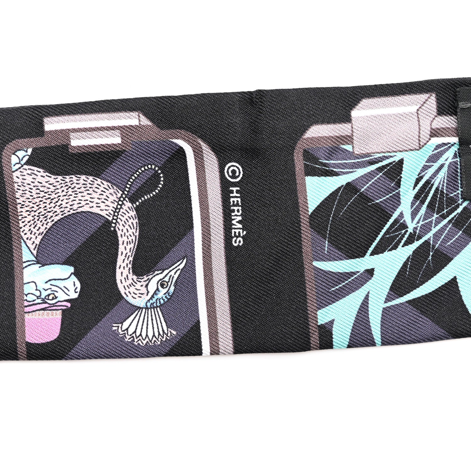Hermes Silk Story Twilly Black Rose Gris 4 of 4