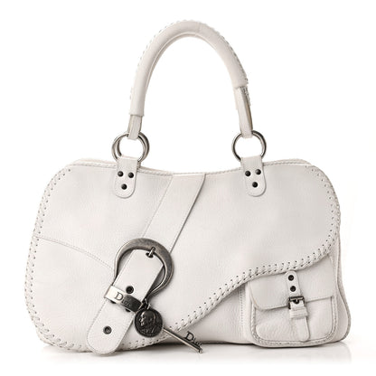 Christian Dior Calfskin Braided Gaucho Double Saddle Bag White 1 of 16