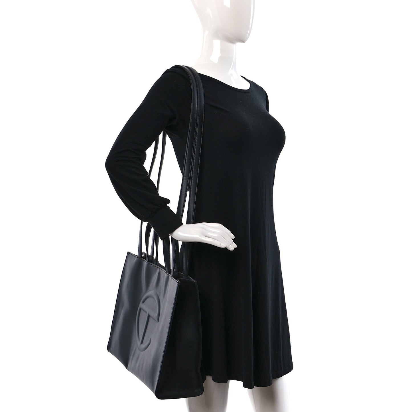 Vegan Leather Medium Shopping Bag Black