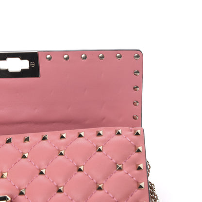 Valentino Garavani Nappa Rockstud Spike Wallet On Chain Paradise Rose 11 of 12