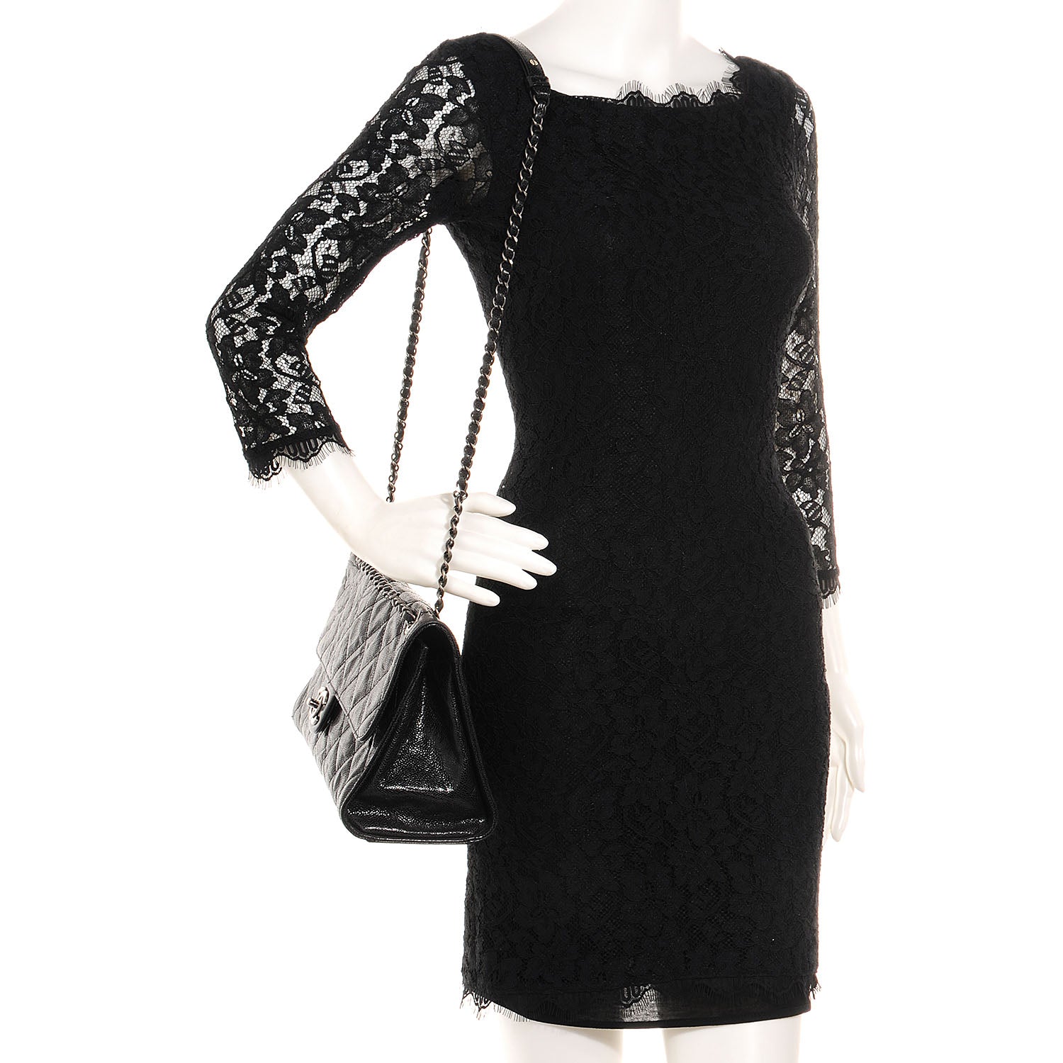 Chanel Crumpled Grained Calfskin CC Crave Jumbo Flap Black 2 of 8
