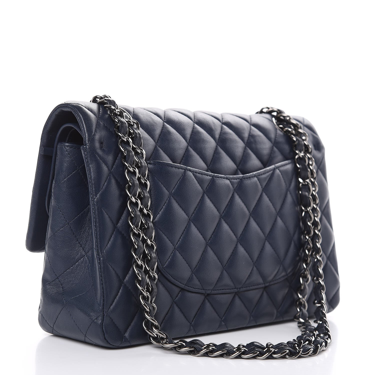 Chanel Lambskin Quilted Medium Double Flap Navy 3 of 16