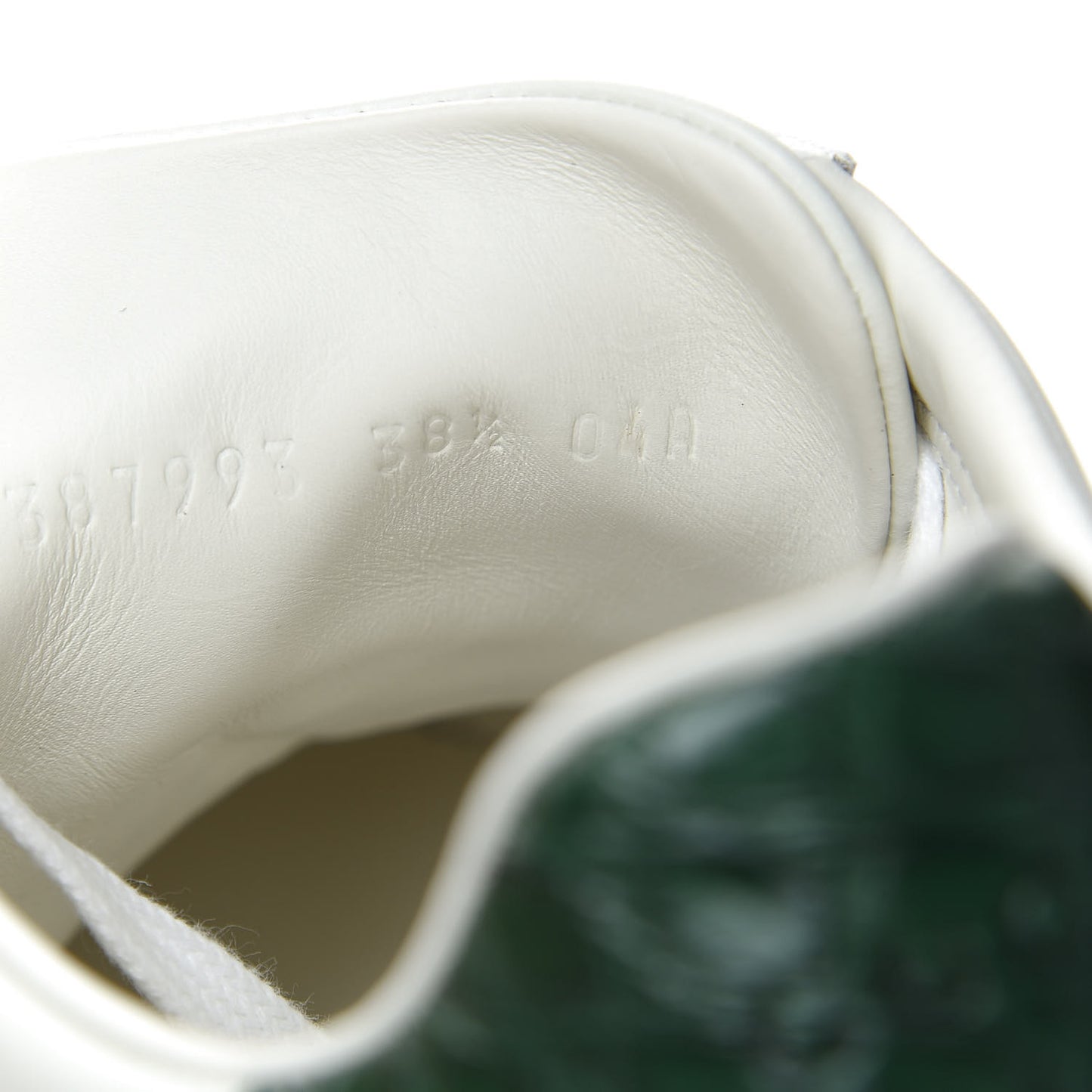Calfskin Crocodile Web Womens Ace Sneakers 38.5 White Green