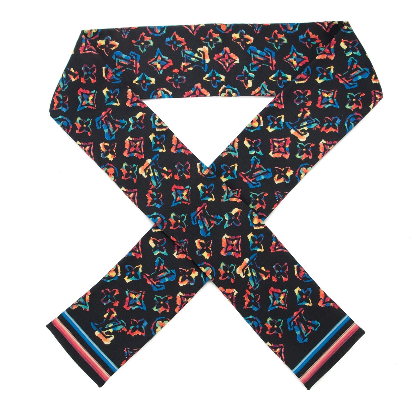 Silk Monogram Rainbow Bandeau Black
