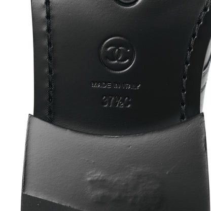 Chanel Lambskin Calfskin Lace Up Combat Boots 37.5 Black 6 of 7