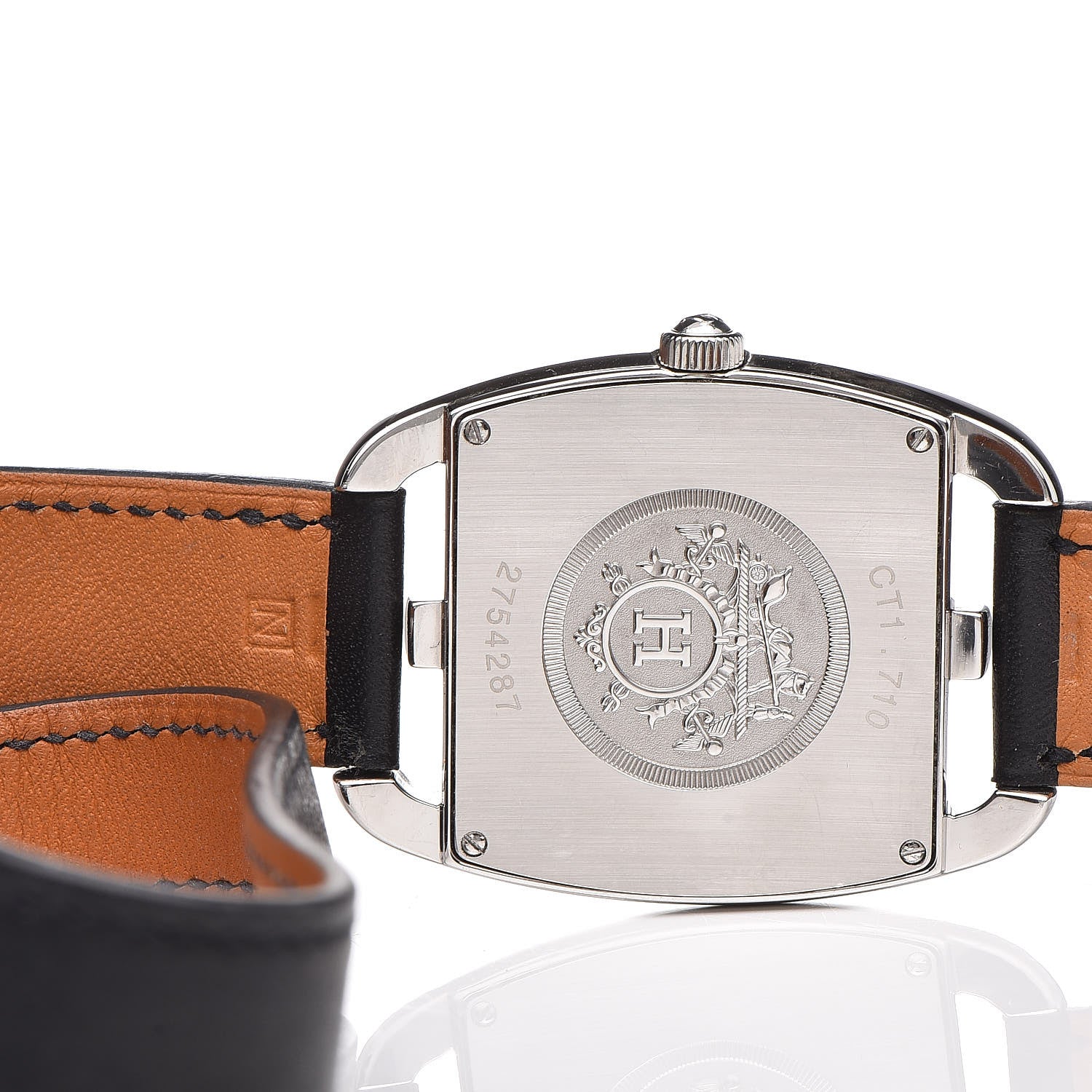 Hermes Stainless Steel Barenia 33mm Cape Cod Tonneau Double Tour Quartz Watch Noir 5 of 7