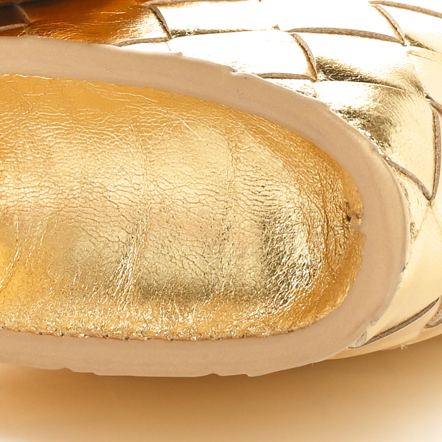 Metallic Lambskin Intrecciato Long Andiamo Top Handle Clutch Gold