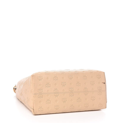 MCM Calfskin Ottomar Monogram Large Klara Hobo New Beige 4 of 12