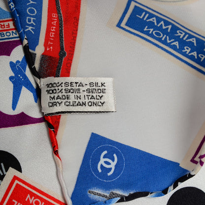 Chanel Silk CC Airlines Square Scarf Ivory 3 of 3