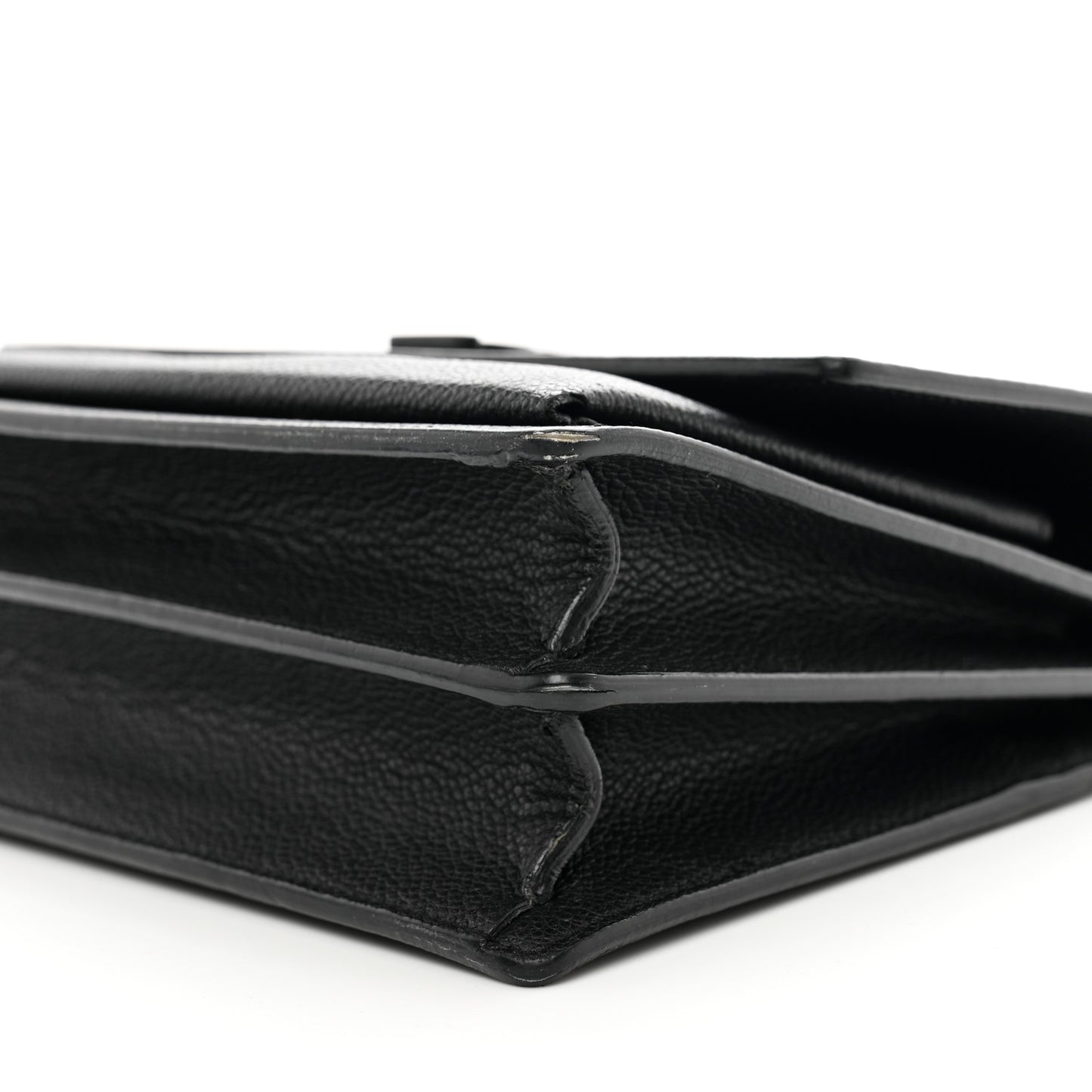 Grained Calfskin Medium Monogram Sunset Satchel Black