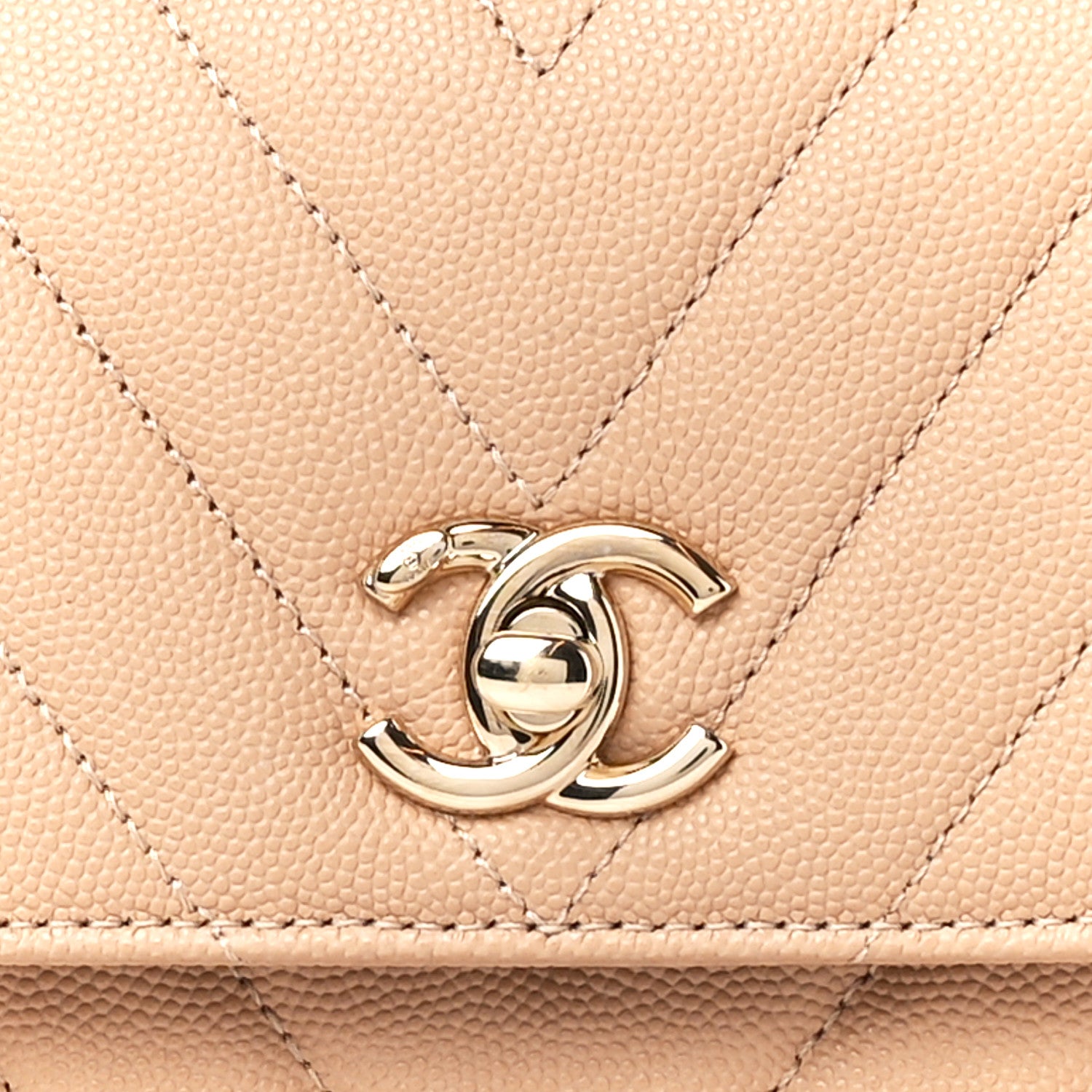 Chanel Caviar Chevron Quilted Mini Coco Handle Flap Beige 9 of 11